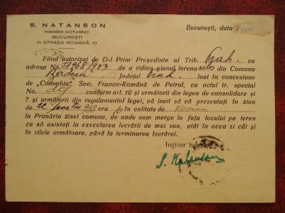1938-C.P.nec. -Invit. la Primaria Bordeni-Ing.hotarnic Natanson foto
