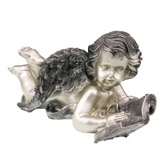 Statueta decorativa Ingeras citind, Gri, 37 cm, 1356H