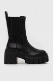 Steve Madden ghete chelsea de piele Ballistic femei, culoarea negru, cu toc drept