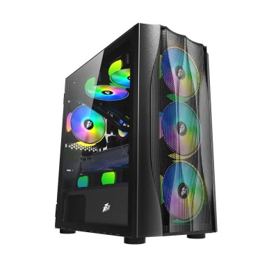Carcasa 1stPLAYER Gaming X3-M, RGB, Mid-Tower, fara sursa, culoare neagra foto