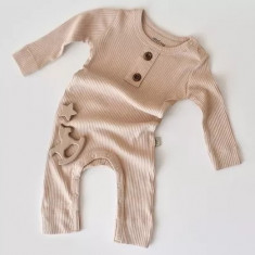 Salopeta cu maneca lunga si pantaloni lungi din bumbac organic si modal - Blush BabyCosy (Marime: 0-3 Luni)