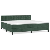 Cumpara ieftin Pat box spring cu saltea, verde inchis, 200x200 cm, catifea