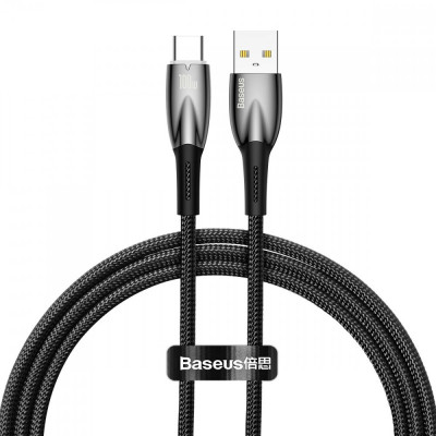 Cablu De &amp;icirc;ncărcare Rapidă Baseus Glimmer Series USB-A - USB-C 100W 480Mbps 1m Negru CADH000401 foto
