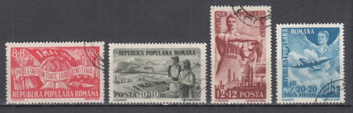 ROMANIA 1948 LP 233 - 1 MAI - ZIUA MUNCII SERIE STAMPILATA