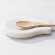 Set 2 suporturi pentru lingura Navaris din marmura, antiderapante, alb, 61947.01