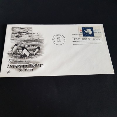 Plic Filatelic Istoric .Tratatul Antarctic. Prima Zi de Emisiune SUA 1971-FDC- foto