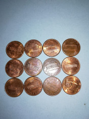 Monede SUA: 12 monede one cent din diversi ani(vezi specificatii) foto