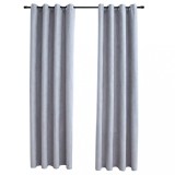 Cumpara ieftin Draperii opace cu inele metalice, 2 buc., gri, 140 x 245 cm