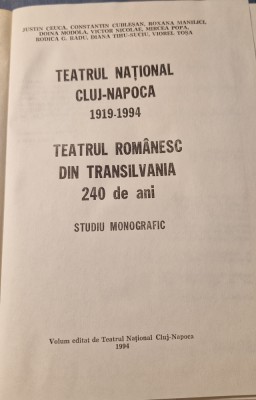 Teatrul National Cluj Napoca studiu monografic 1919 1994 foto