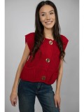 Cumpara ieftin PULOVER TIP VESTA SCURTA DIN TRICOT GROS ANNE Rosu TALIE UNICA
