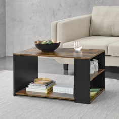 Masuta cafea Filipstad S negru/culoarea lemnului de stejar [en.casa] HausGarden Leisure foto