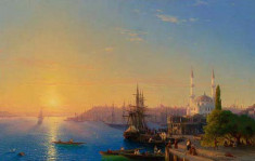 Reproducere tablou canvas Ivan Aivazovski Vedere spre Constantinopol si Bosfor foto