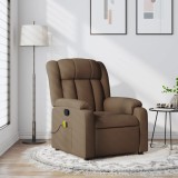 VidaXL Fotoliu de masaj rabatabil, maro, material textil
