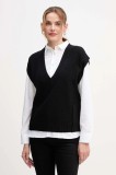 United Colors of Benetton vestă din amestec de l&acirc;nă culoarea negru, 126WD4033