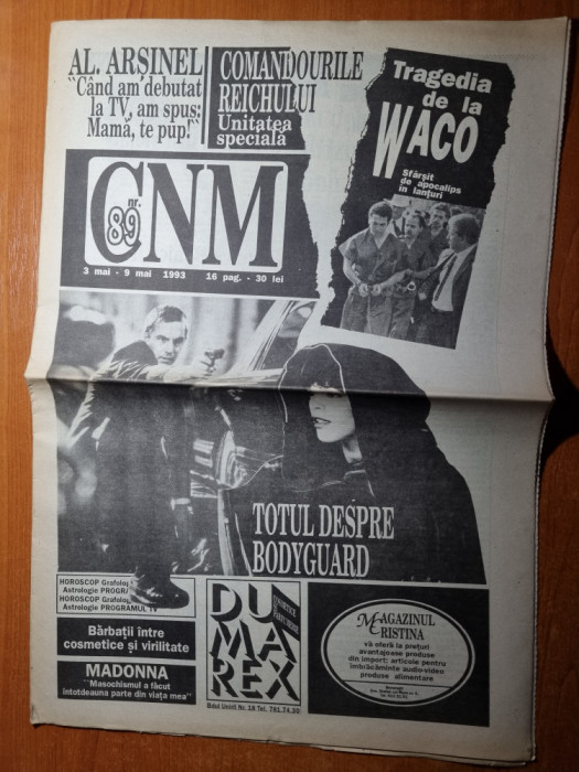 ziarul CNM 9 mai 1993-interviu alexandru arsinel,interviu madonna