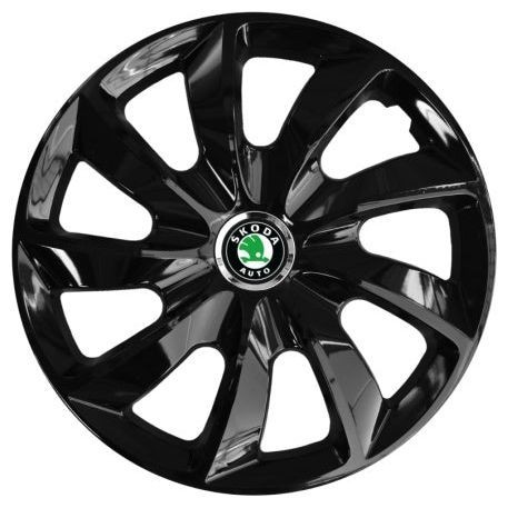 Set 4 Capace Roti 17 inchi (R17), Stig Negru Lucios, Compatibil cu Skoda