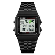 Ceas barbatesc Skmei Otel Afisare data Digital Alarma Negru foto