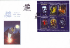2005 Romania - FDC Centenar Jules Verne bloc LP 1678 a, plic prima zi foto