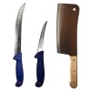 Set profesional de macelarie, fasonat, transat, degresat, dezosat, 2 cutite, satar