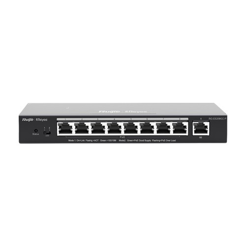 Switch 8 porturi PoE+ RJ45 Gigabit, 1 port uplink RJ45 Gigabit, L2 Cloud Management - Ruijie RG-ES209GC-P