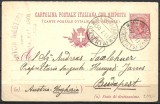 ITALIA 1911 - CARTOLINA POSTALE ITALIANA CON RISPOSTA - &Icirc;NTREG POȘTAL CIRCULAT CU MARCĂ FIXĂ - EXPEDIAT DIN ITALIA CĂTRE BUDAPESTA (C33)