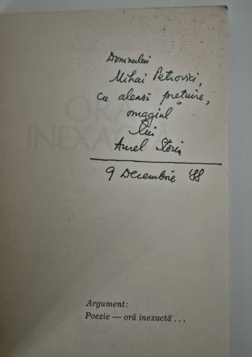 Carte cu autograf Aurel Storin Ora inexacta Desene Val Munteanu