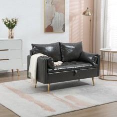 Canapea Sysma 72x122x65cm 2 locuri gri mat auriu [en.casa] HausGarden Leisure foto