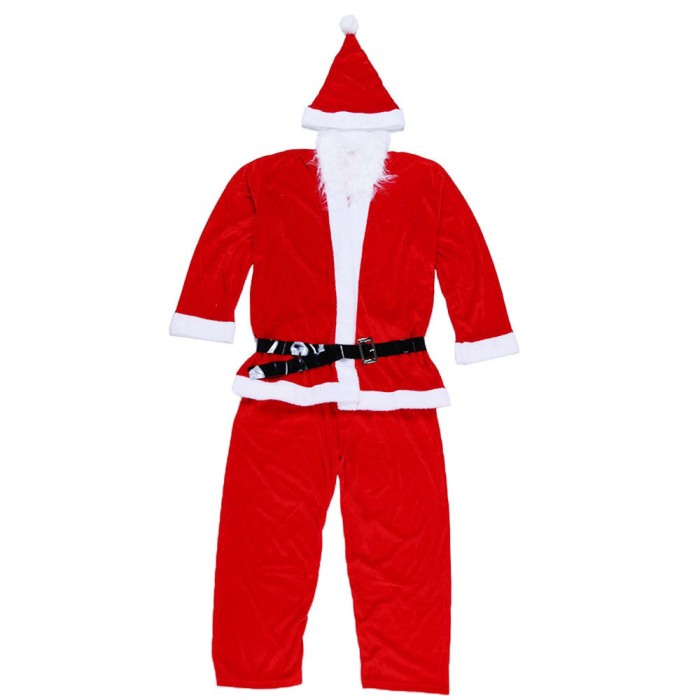 Costum mos craciun pentru barbat din 5 piese, adult, catifea