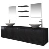 Set mobilier baie 10 piese, chiuvete si robinete incluse, negru