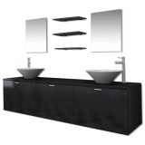 Set mobilier baie 10 piese, chiuvete si robinete incluse, negru