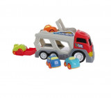 Camion platforma cu 4 masinute pentru copii cu lumini, Multicolor, +18 luni, Oem