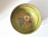 Bol ceramica traditionala romaneasca strachina lut pictata manual 17cm obiect artizanat rustic decor bucatarie