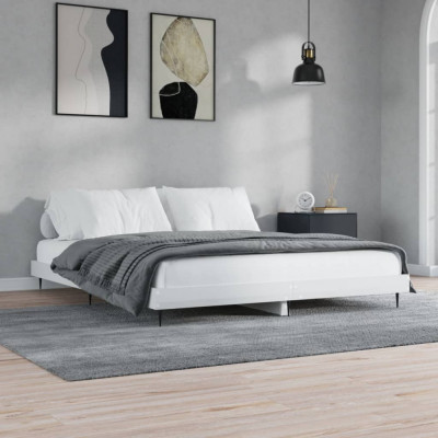 vidaXL Cadru de pat, alb extralucios, 120x200 cm, lemn prelucrat 832255 foto