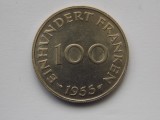 100 FRANKEN 1955 SAARLAND-AUNC