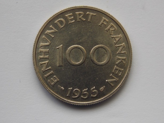 100 FRANKEN 1955 SAARLAND-AUNC