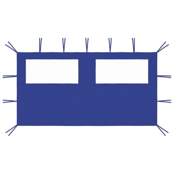 Perete lateral foișor cu ferestre, albastru, 4x2 m