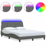 Cumpara ieftin Cadru de pat fara saltea, Hanko, gri inchis, 140x190 cm, textil