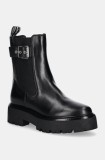 Karl Lagerfeld ghete chelsea de piele BURLY BIKER femei, culoarea negru, cu platforma, KL43460