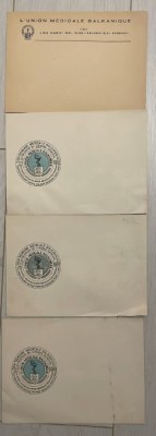 Lot 4 plicuri mari Uniunea Medicala Balcanica 1988 a 50 aniversare Sediul Bucuresti Str. Gabriel Peri Nr 1 sanitar comunism epoca de aur Atena Grecia foto