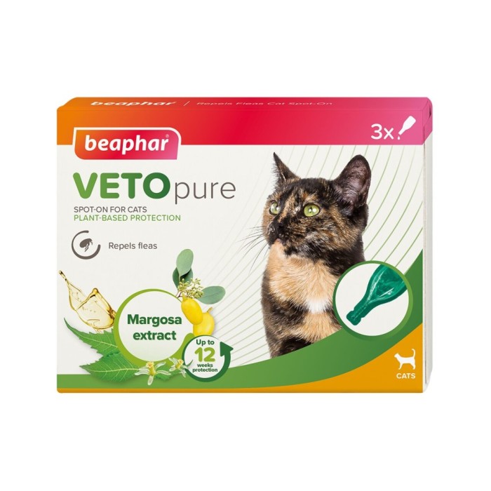 PIPETA ANTIPARAZITARA PENTRU PISICI BEAPHAR VETO PURE SPOT ON REPELS FLEAS 3PIP CUT 17812