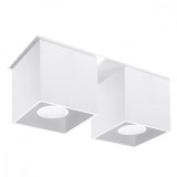 Lustră De Tavan Quad Alb Aluminiu 2 Becuri Pătrate Moderne De Interior
