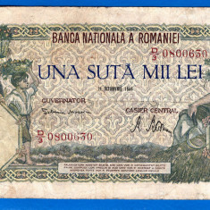 (41) BANCNOTA ROMANIA - 100.000 LEI 1946 (21 OCTOMBRIE 1946), FILIGRAN ORIZONTAL