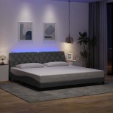 Cumpara ieftin Cadru de pat cu LED fără saltea Gri deschis 200x200 cm Material