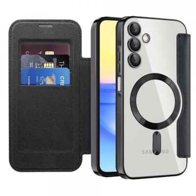 Husa MagSafe pentru Samsung Galaxy A15 5G A156 / A15 A155, Techsuit, SmartMag Book, Neagra foto