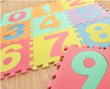 Covor din spuma tip puzzle, cifre, antiderapant, termoizolant, pentru copii, impermeabil, 10 piese, 29 x 29 x 0.8 cm dimensiune piesa