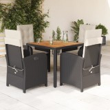 VidaXL Set mobilier de grădină cu perne, 5 piese, negru, poliratan