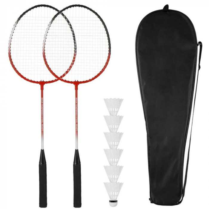Set badminton, Springos, cu husa, 2 rachete, 6 fluturasi