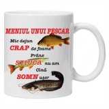 Cana alba personalizata &quot;meniu pentru pescari si rugaciune pentru pescari&quot;, INOVATIX&reg;. 330ml, Oem