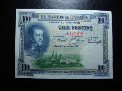 SPANIA 100 PESETAS 1925 XF/AUNC foto