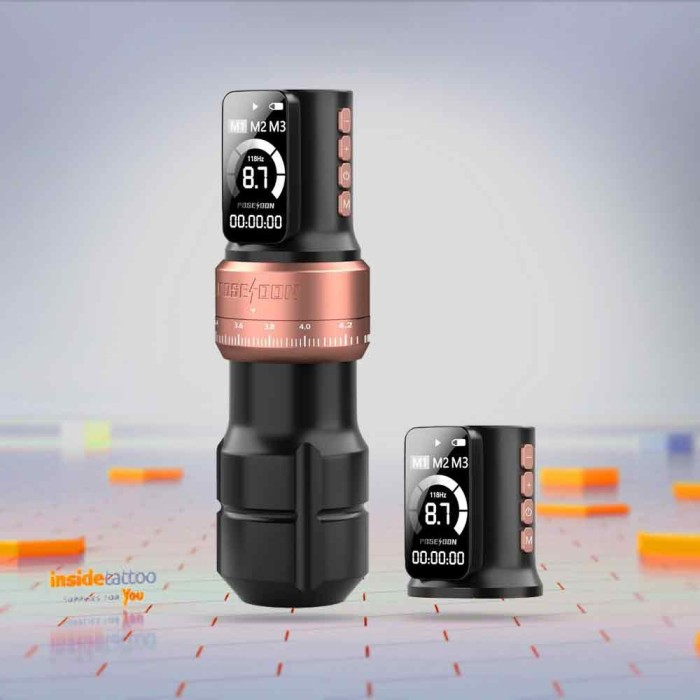 Poseidon &ndash; Aparat de Tatuat Wireless Profesional, Motor Japonez, 2300mAh, Stroke Ajustabil